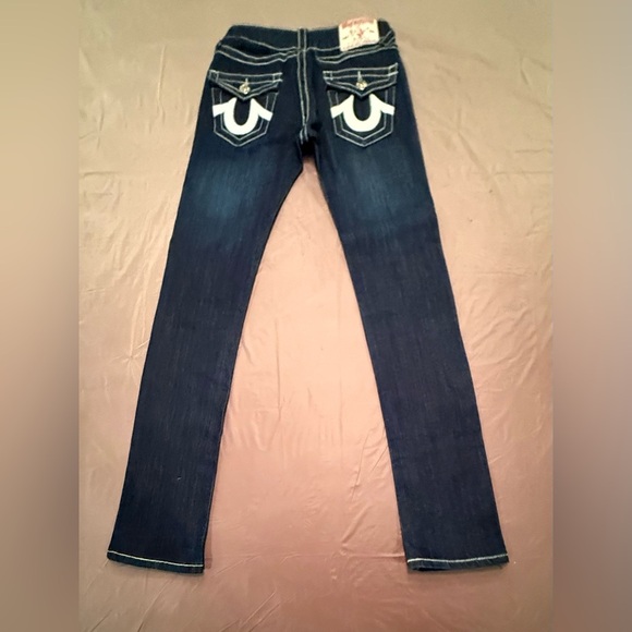 NWOT True Religion Joey Super T Women’s Dark Wash Jeans Size 25 Blue Logo $238 - Picture 5 of 13